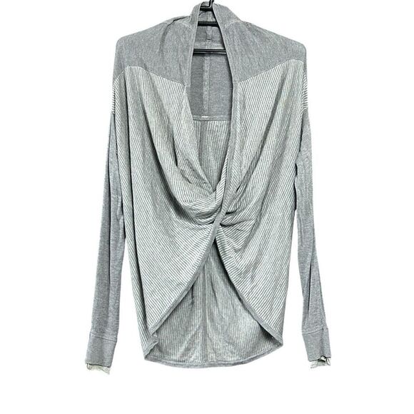 Lululemon Iconic Sweater Wrap Womens‎ Sz 12 Heathered Striped Grey Pullover - Picture 1 of 7